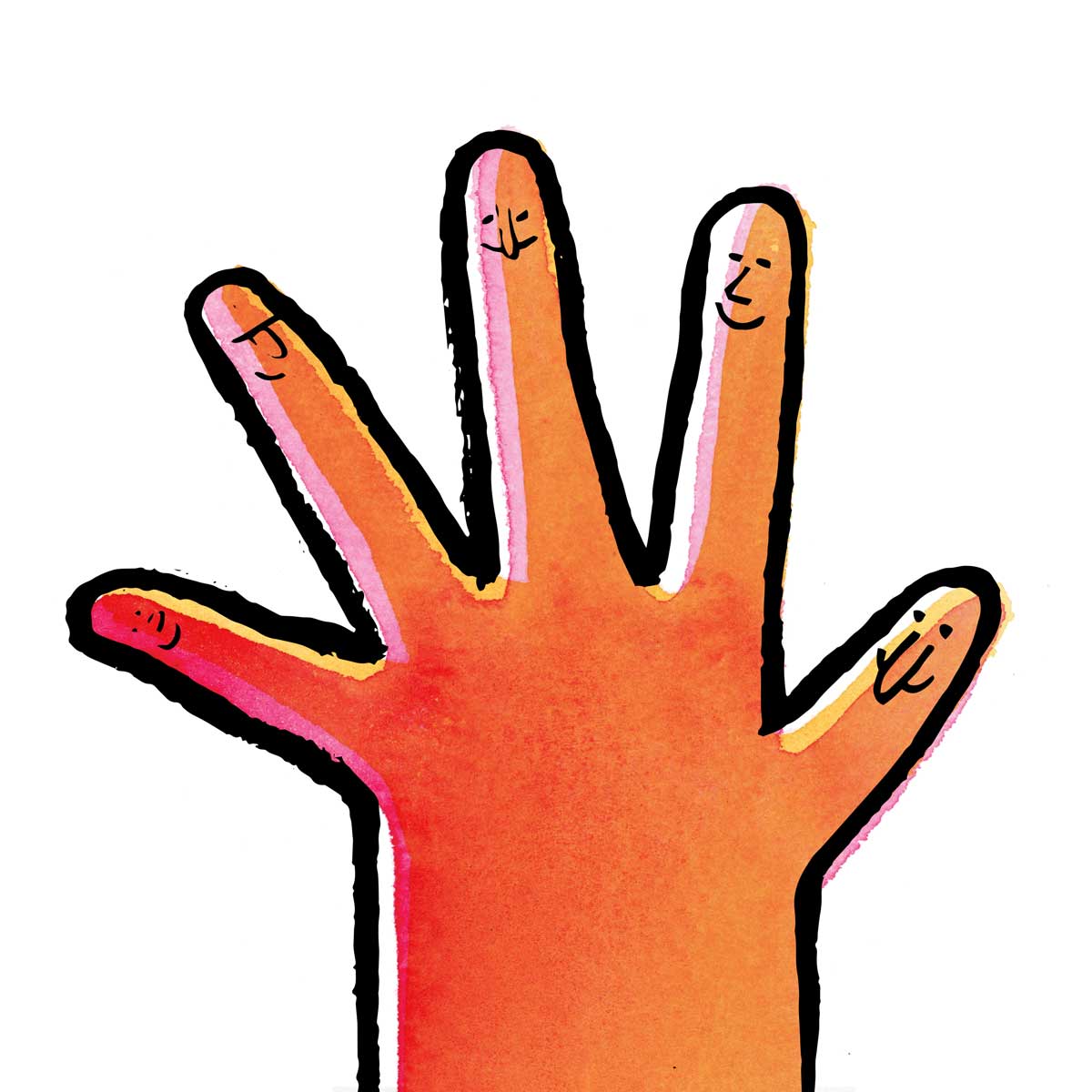 a hand showing all five fingers