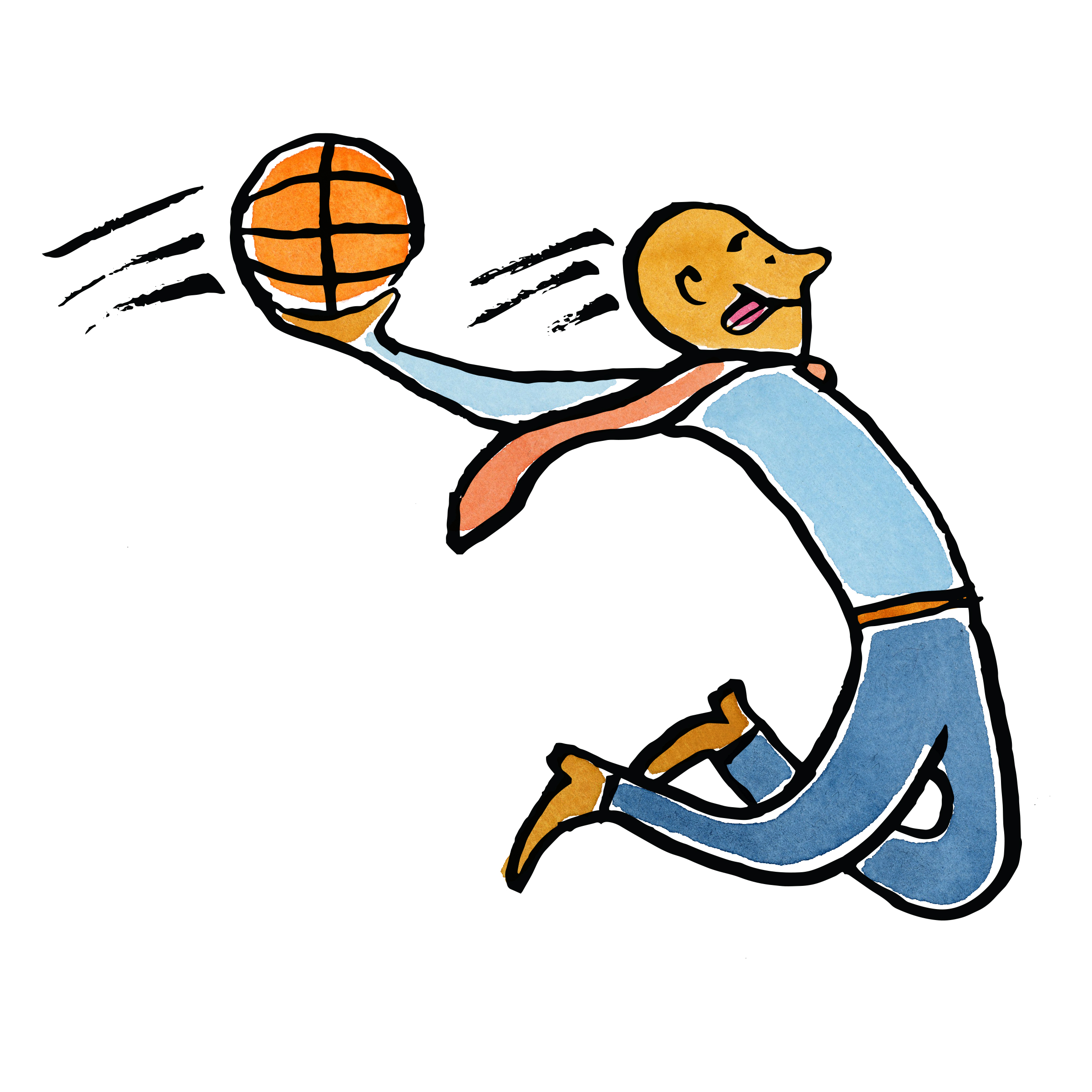 a man with a basketball going up for a slam dunk