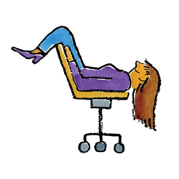 a woman sitting upside down in a chair