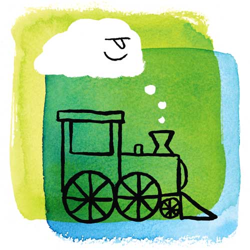 A train with a cloud character as the smoke