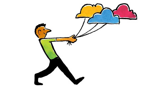 a person holding three cloud balloons - Breezy HR Applicant Tracking System