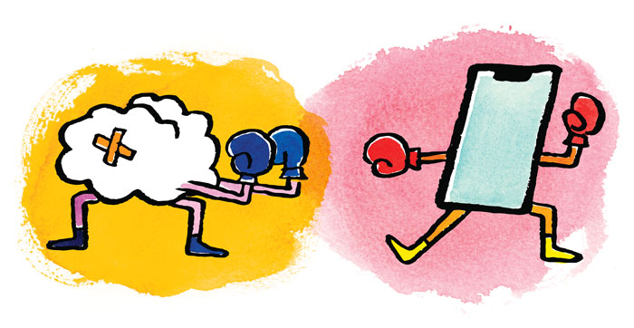 Illustration of a cloud boxing a tablet