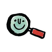 magnifying glass with a smiling face