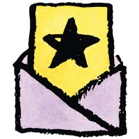 a star on paper inside of an envelope