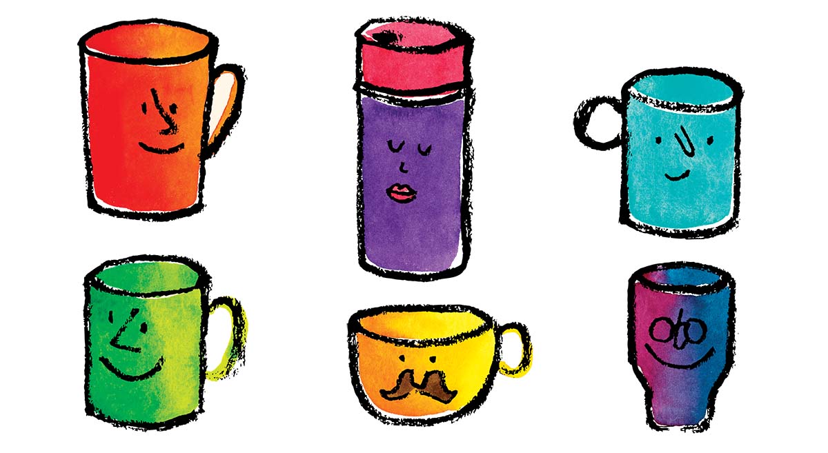 Colorful coffee cups representing diversity