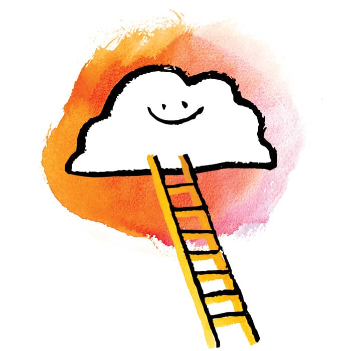a cloud holding a ladder