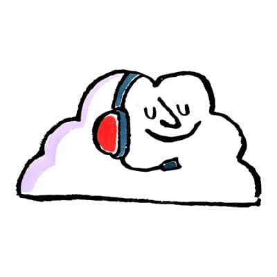 a cloud with a headset on
