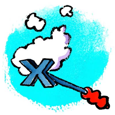 an x brand being placed on a cloud