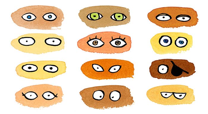 illustration of a set of eyes that are diverse