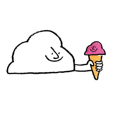 a cloud holding an ice cream cone