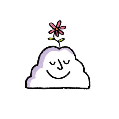 a cloud with a plant growing out of its head