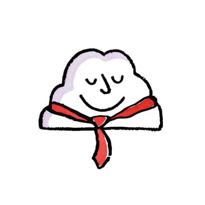 a cloud with a tie on