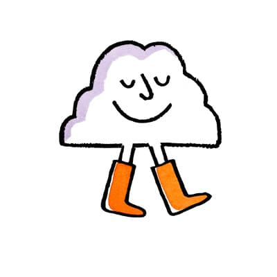 A cloud walking with boots on
