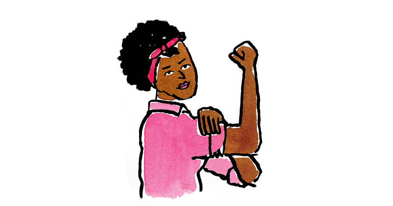 A woman flexing her muscles