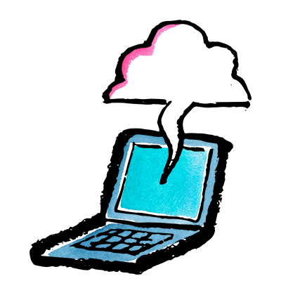 A cloud coming out of a laptop